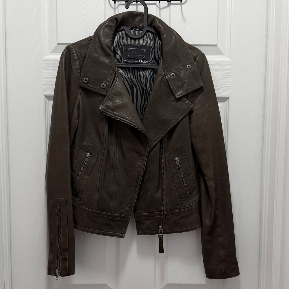 Mackage Dark Brown Leather Moto Jacket